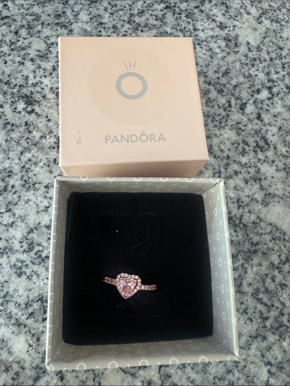 Pandora Rose Gold Heart Ring with Pink Stones